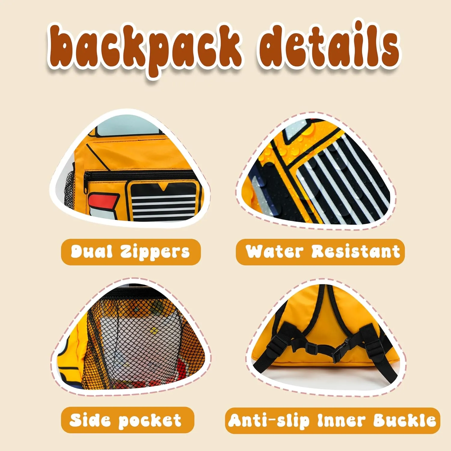 School Bus Backpack Cartoon Fun and Functional Backpack for School Work and Travel 17 Inch (yellow)