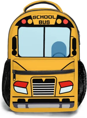 School Bus Backpack Cartoon Fun and Functional Backpack for School Work and Travel 17 Inch (yellow)