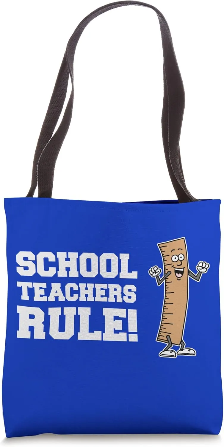 School Teachers Rule Funny Ruler Pun Tote Bag