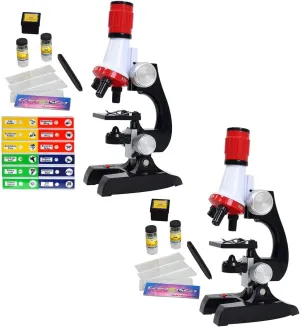 Science Kits for Kids Beginner Microscope 2Pcs with LED 100X 400X and 1200X-Include Sample Prepared Slides 12pc Educational Toy Birthday Christmas