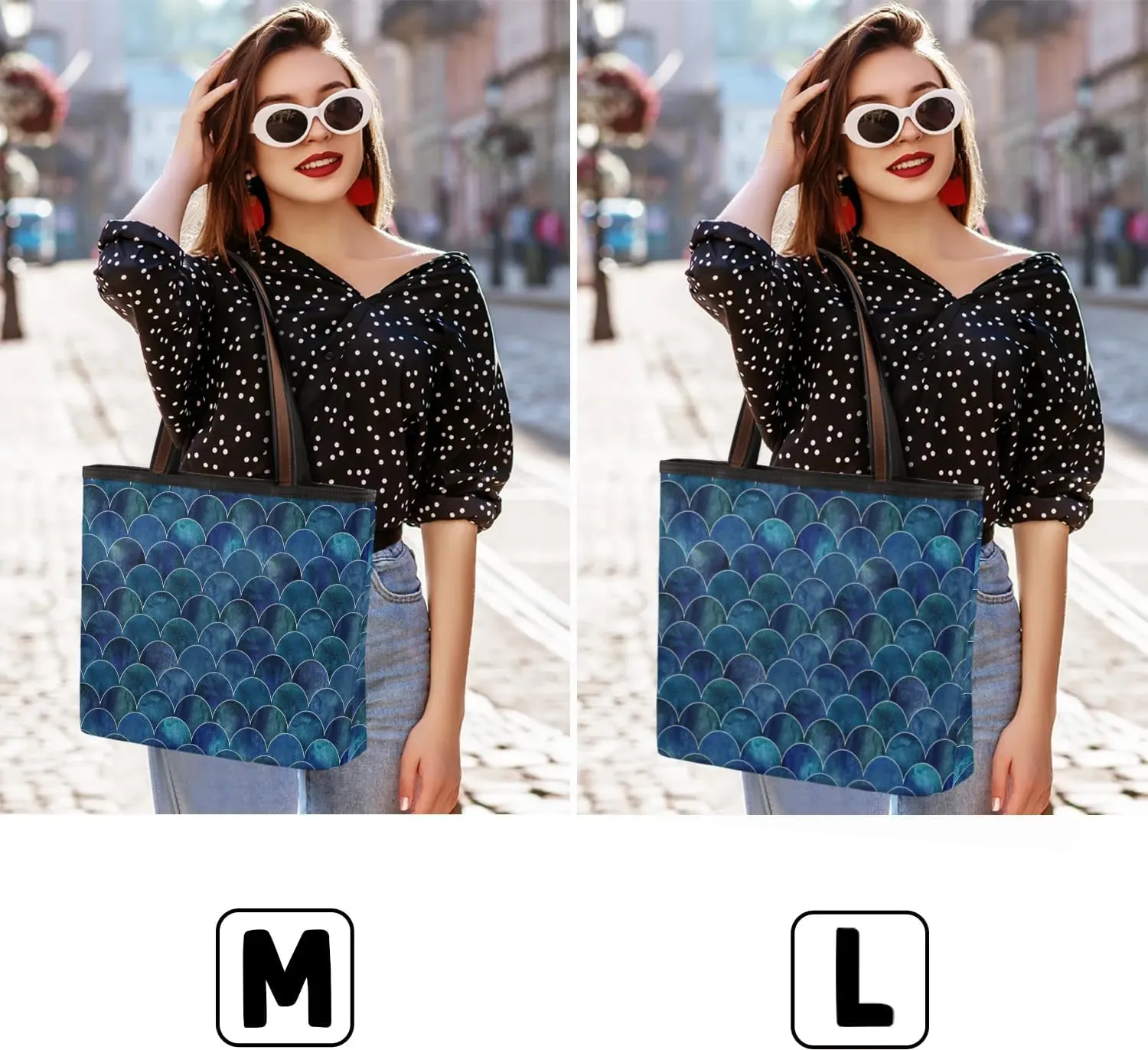 Sea Blue Mermaid Scales Tote Bag for Women Womens Handbags Tote Bags for Travel Beach Gym