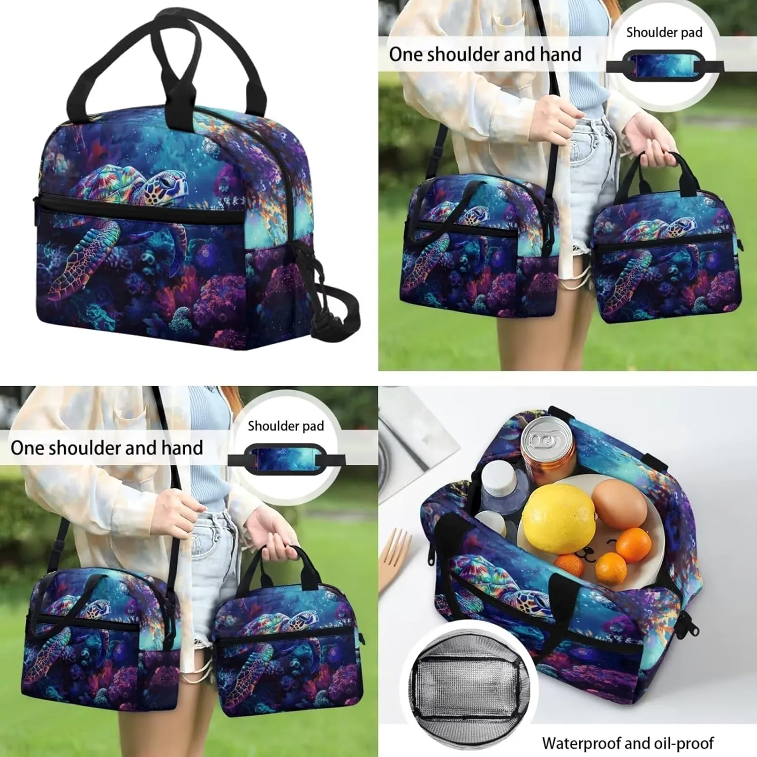 Sea Turtle Kids Backpack for School Girls Boys, 17 Inch School Bookbag with Lunch Box Pencil Case, Cute Animal School Bag Set Back to School Gift for Kids, Blue