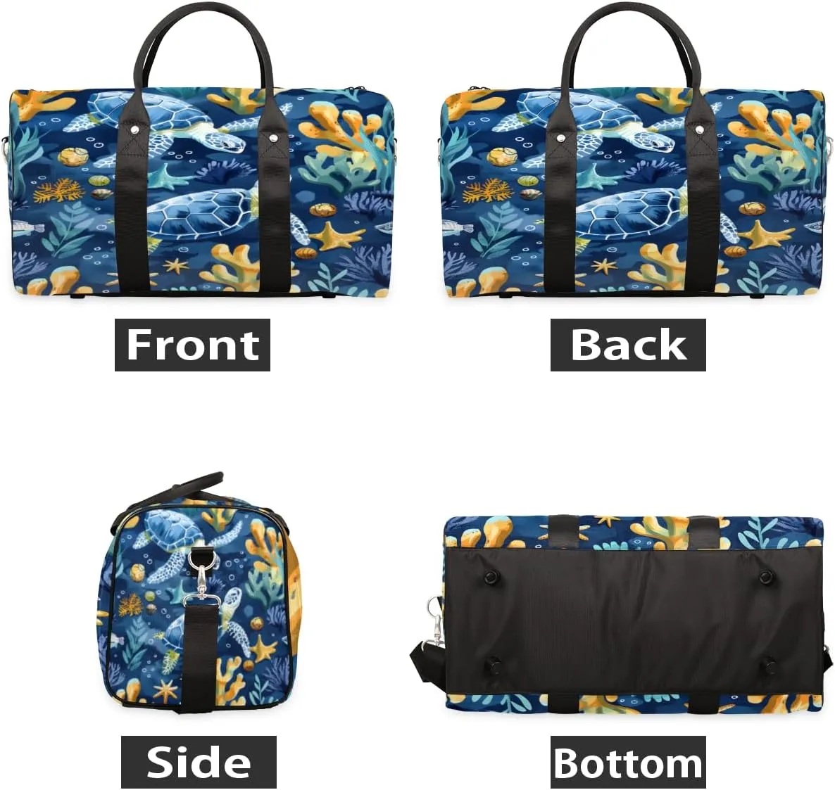 Sea Turtles Travel Duffle Bag, Sports Gym Bags for Women Men, Carry On Weekender Overnight Bag, Beach Theme Workout Hospital Airplane Trips Bag
