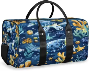 Sea Turtles Travel Duffle Bag, Sports Gym Bags for Women Men, Carry On Weekender Overnight Bag, Beach Theme Workout Hospital Airplane Trips Bag