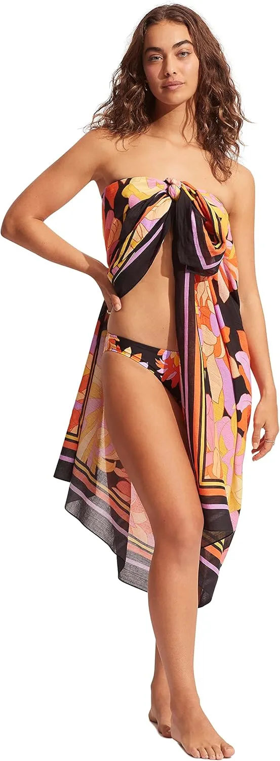 Seafolly Women's Oversize Printed Multi Wear Sarong Pareo Cover Up