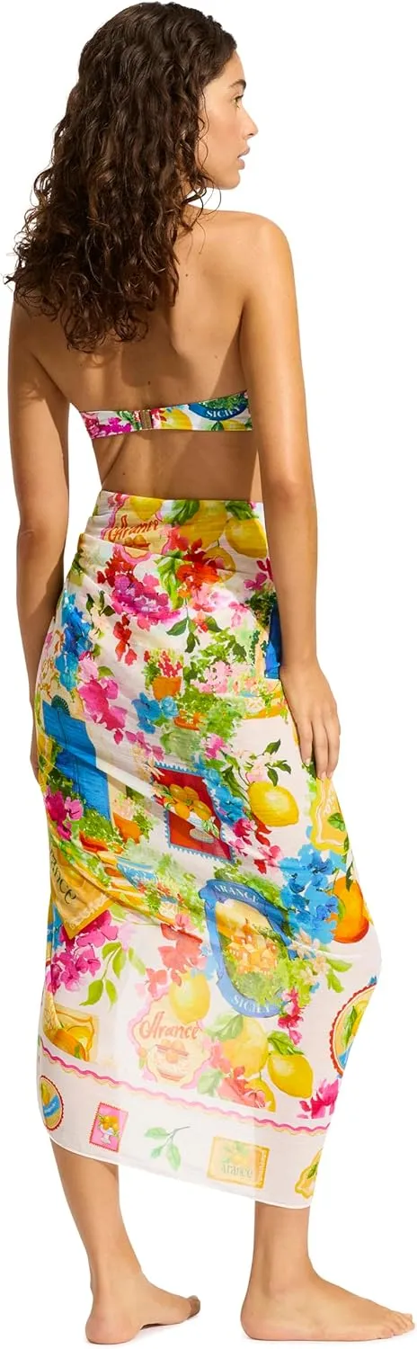 Seafolly womens Oversize Printed Multi Wear Sarong Pareo Cover Up