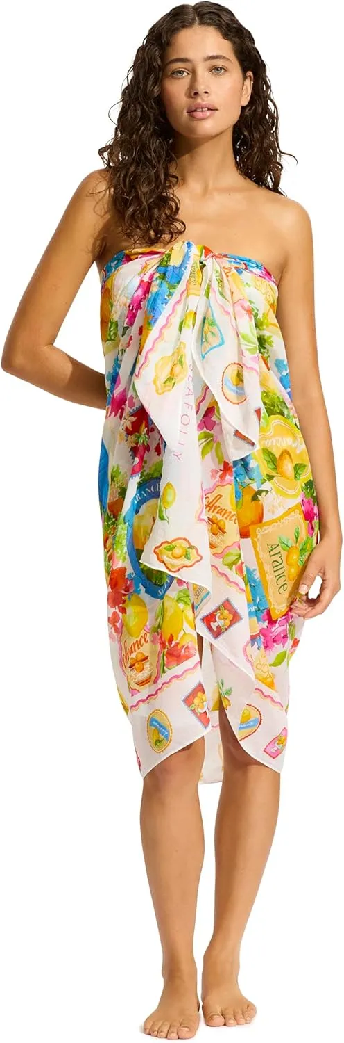 Seafolly womens Oversize Printed Multi Wear Sarong Pareo Cover Up