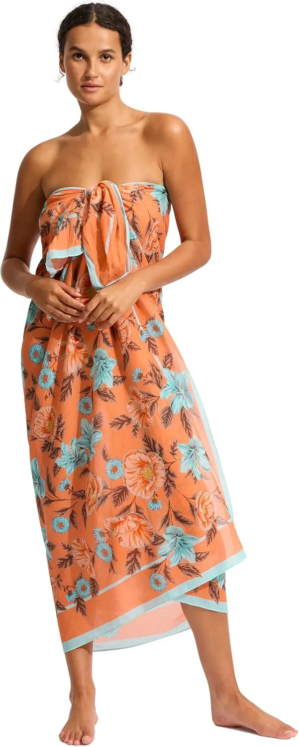 Seafolly Women's Printed Sarong Pareo Swimsuit Cover Up Wrap