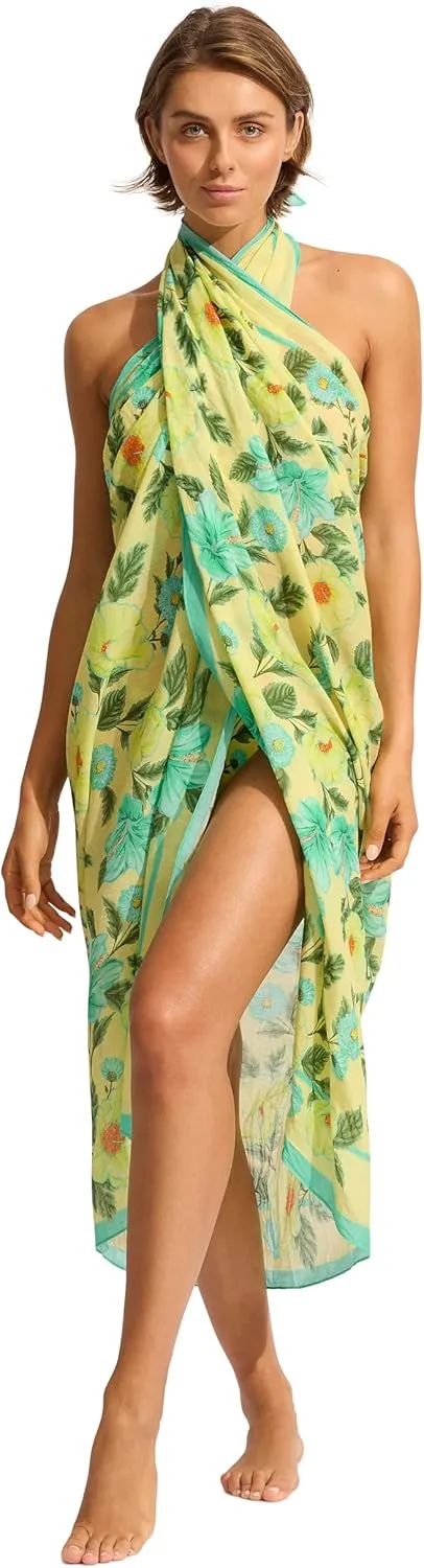 Seafolly Women's Printed Sarong Pareo Swimsuit Cover Up Wrap
