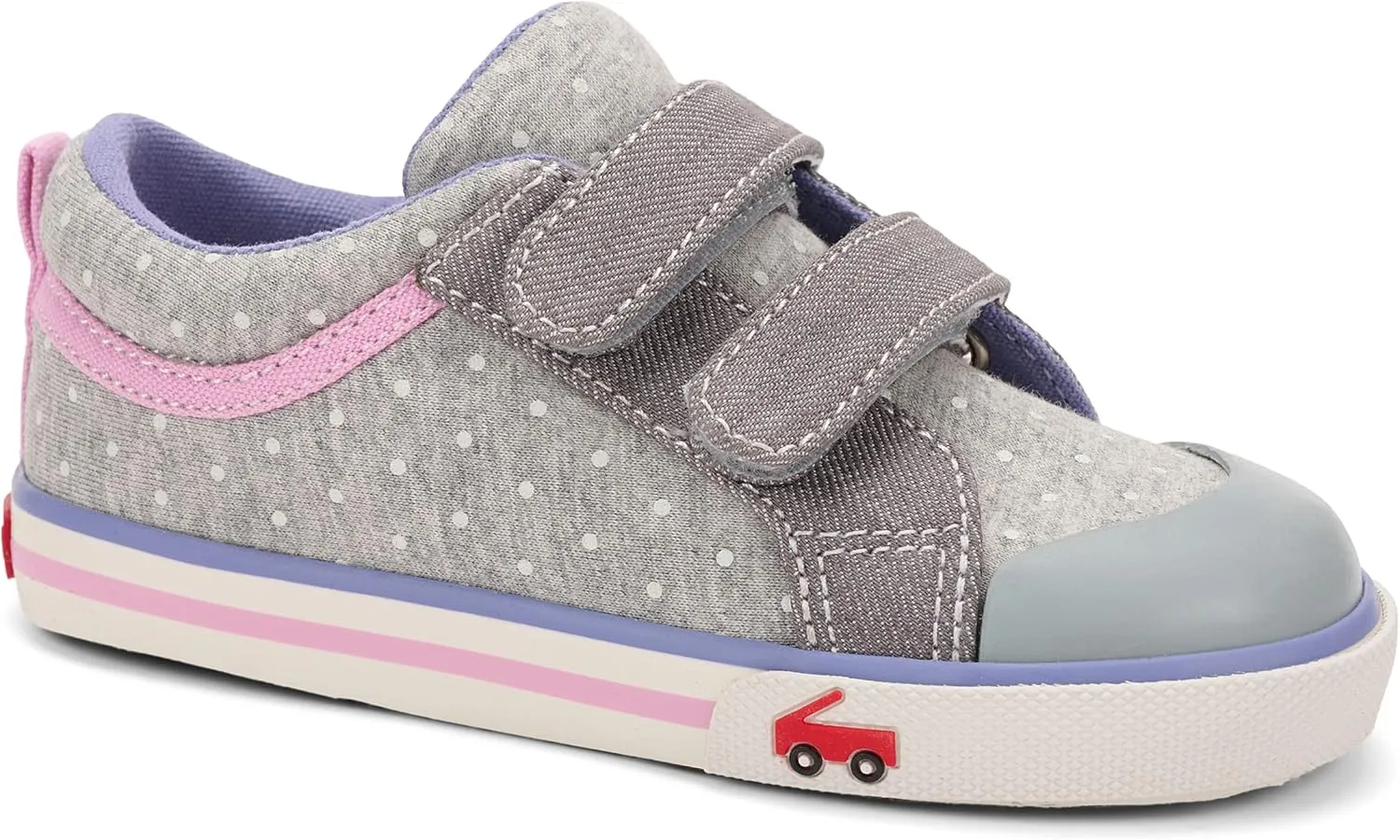 See Kai Run - Robyne Sneaker for Little Kids, Gray Jersey/Dots, Little Kid 12