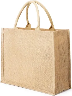 Segarty Jute Tote Bags, 1 Pack Small Burlap Jute Reusable Canvas Gift Favors Bag with Handles Blank Tote Bulk for Bridesmaid Wedding, Women Grocery Shopping, Bachelorette Party, Beach Trip, DIY