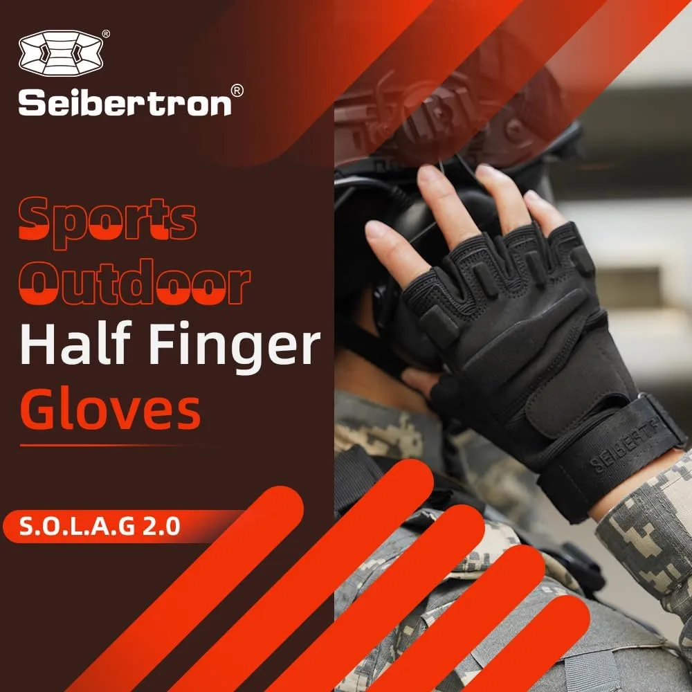 Seibertron Men Or Women XXS to XXL Fingerless/Half Finger Sports Outdoor Tactical Gloves