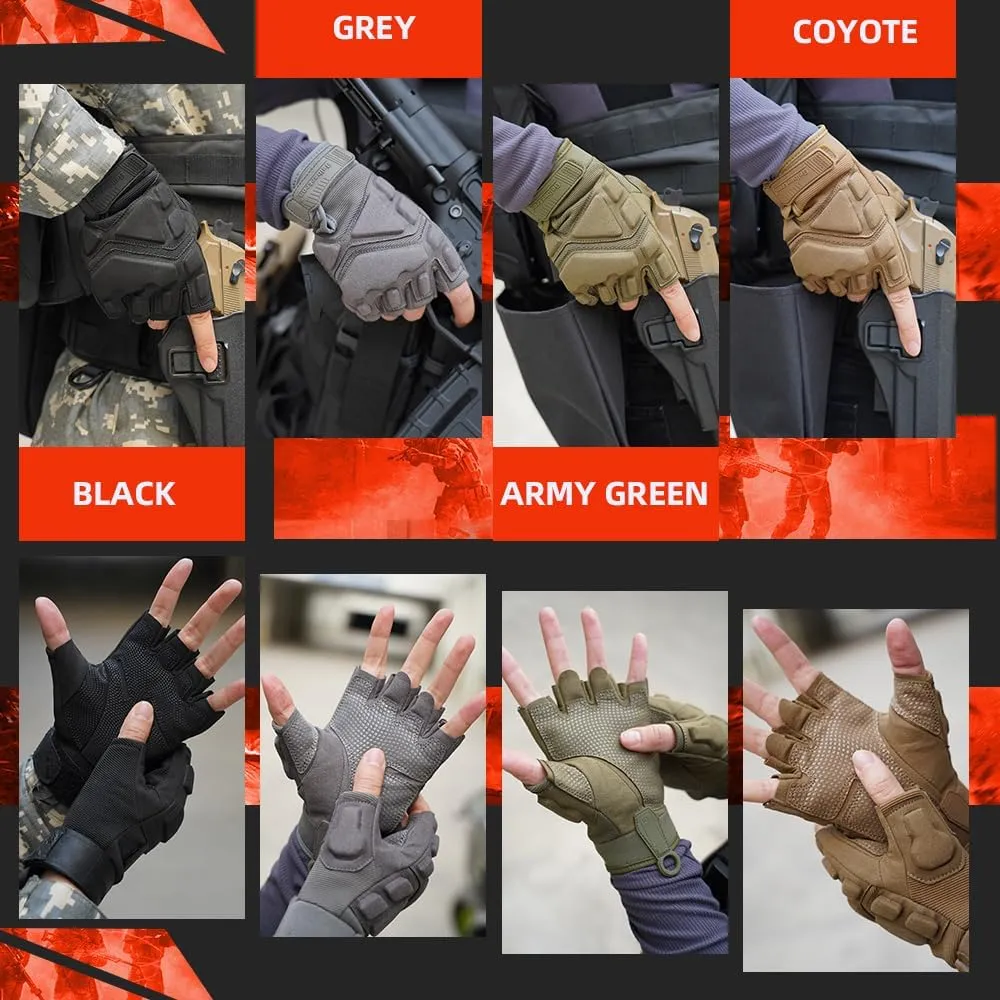 Seibertron Men Or Women XXS to XXL Fingerless/Half Finger Sports Outdoor Tactical Gloves
