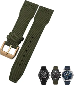 SERDAS 22mm 21mm Nylon Fabric Watchband Suitable for IWC Big Pilot IIW388002 Spitfire Watch Strap Green Canvas Sport Bracelets