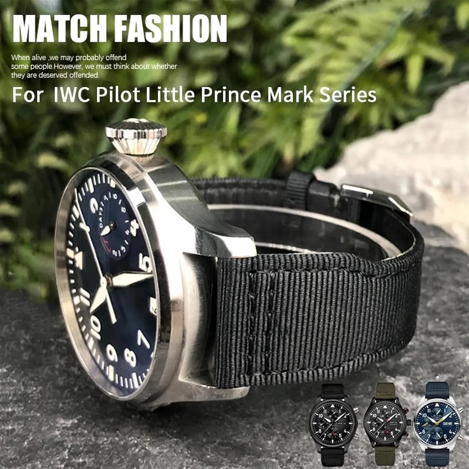SERDAS 22mm 21mm Nylon Fabric Watchband Suitable for IWC Big Pilot IIW388002 Spitfire Watch Strap Green Canvas Sport Bracelets