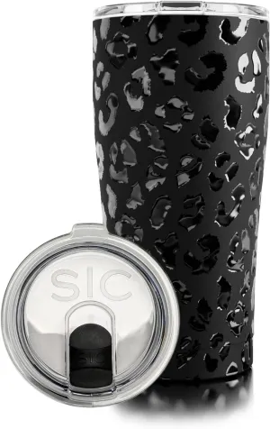 Seriously Ice Cold SIC 20 Oz. Double Wall Vacuum Insulated 18/8 Stainless Steel Travel Tumbler Mug | Powder Coated with Splash Proof BPA Free Lid | Coffee, Tea, Wine, and Cocktails (Leopard Eclipse)