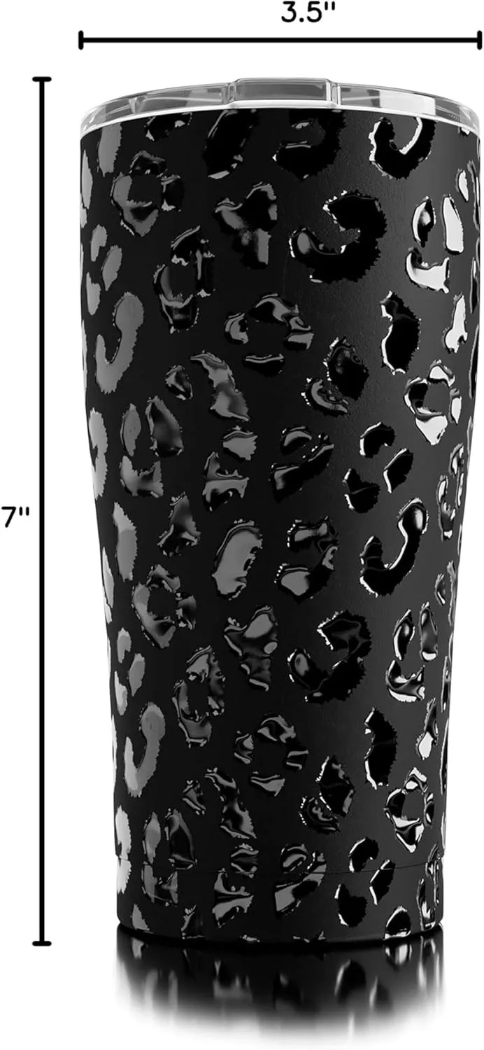 Seriously Ice Cold SIC 20 Oz. Double Wall Vacuum Insulated 18/8 Stainless Steel Travel Tumbler Mug | Powder Coated with Splash Proof BPA Free Lid | Coffee, Tea, Wine, and Cocktails (Leopard Eclipse)