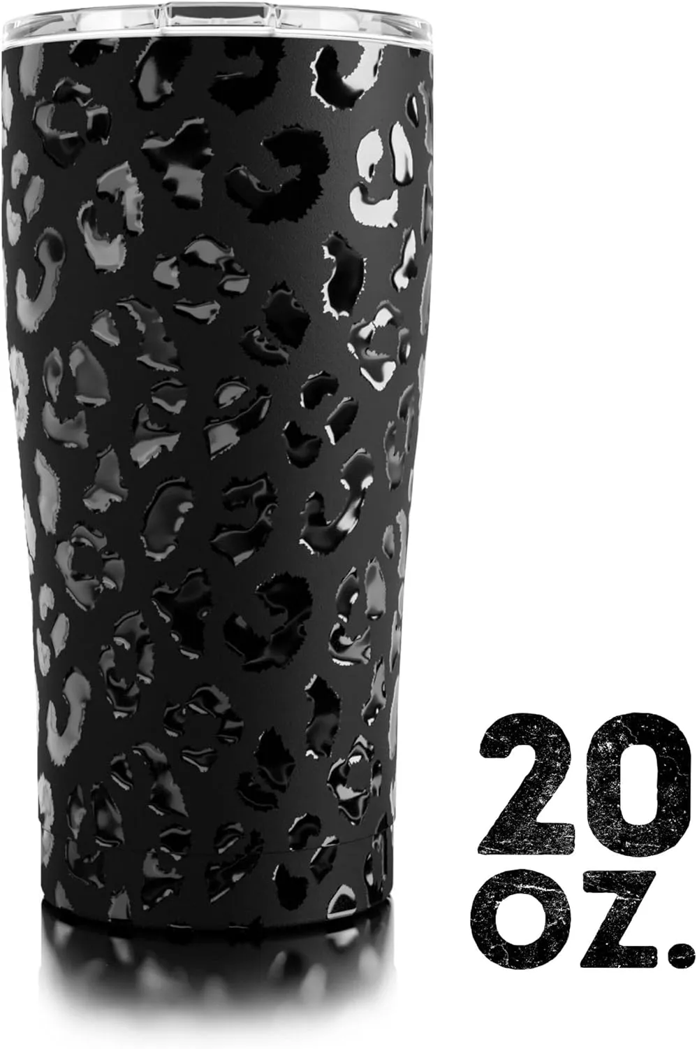 Seriously Ice Cold SIC 20 Oz. Double Wall Vacuum Insulated 18/8 Stainless Steel Travel Tumbler Mug | Powder Coated with Splash Proof BPA Free Lid | Coffee, Tea, Wine, and Cocktails (Leopard Eclipse)