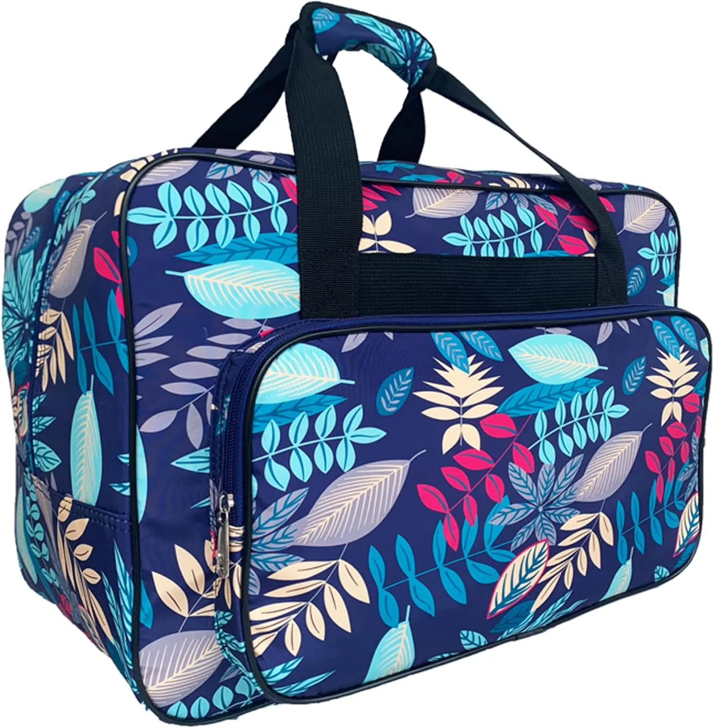 Sewing Machine Bag Large Capacity Leaf Pattern Sewing Machine Case with Handle Zippered Nylon Carrying Case for Boarding School, Travel