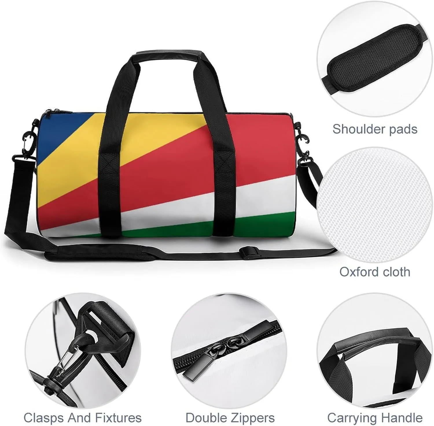 Seychelles Flag Gym Bag for Men Women with Dry Wet Separation Sports Travel Duffel