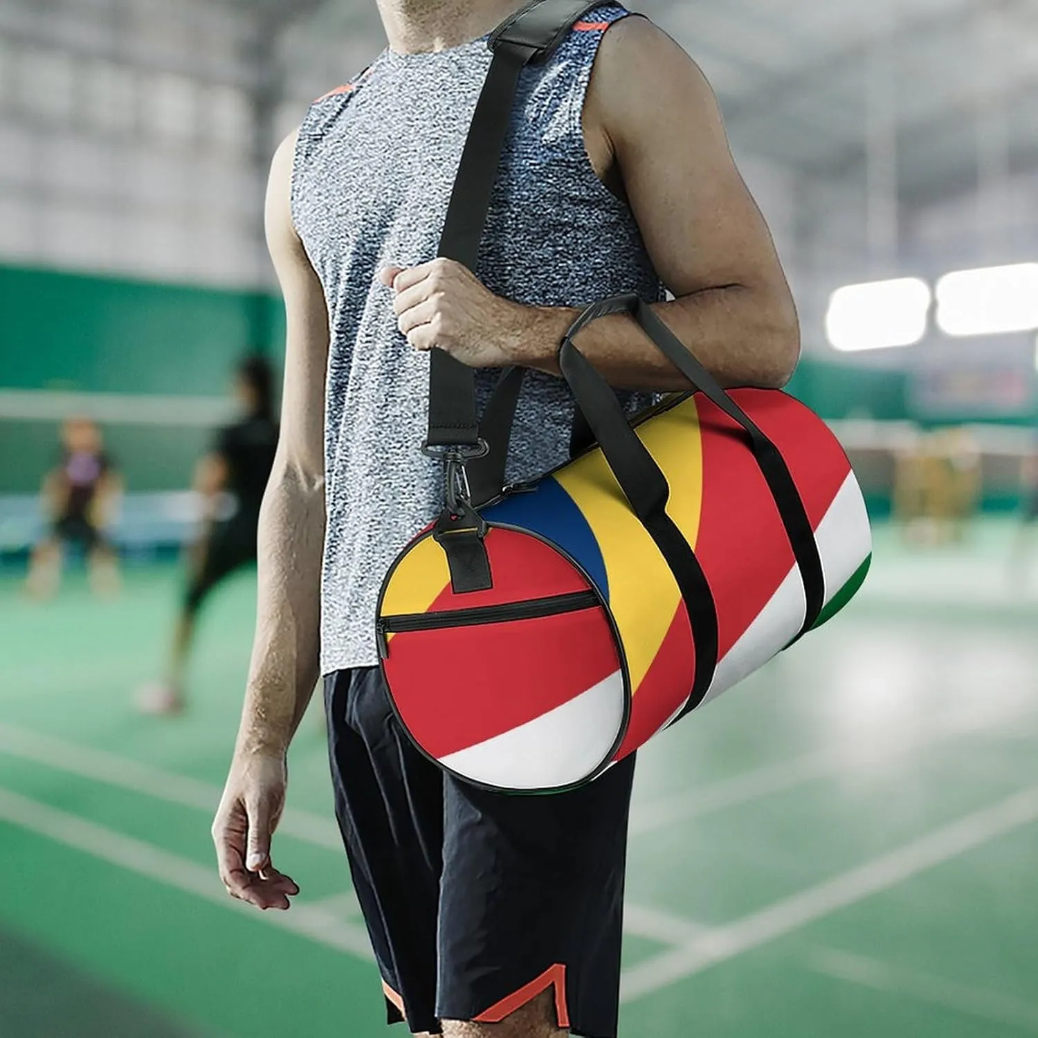 Seychelles Flag Gym Bag for Men Women with Dry Wet Separation Sports Travel Duffel
