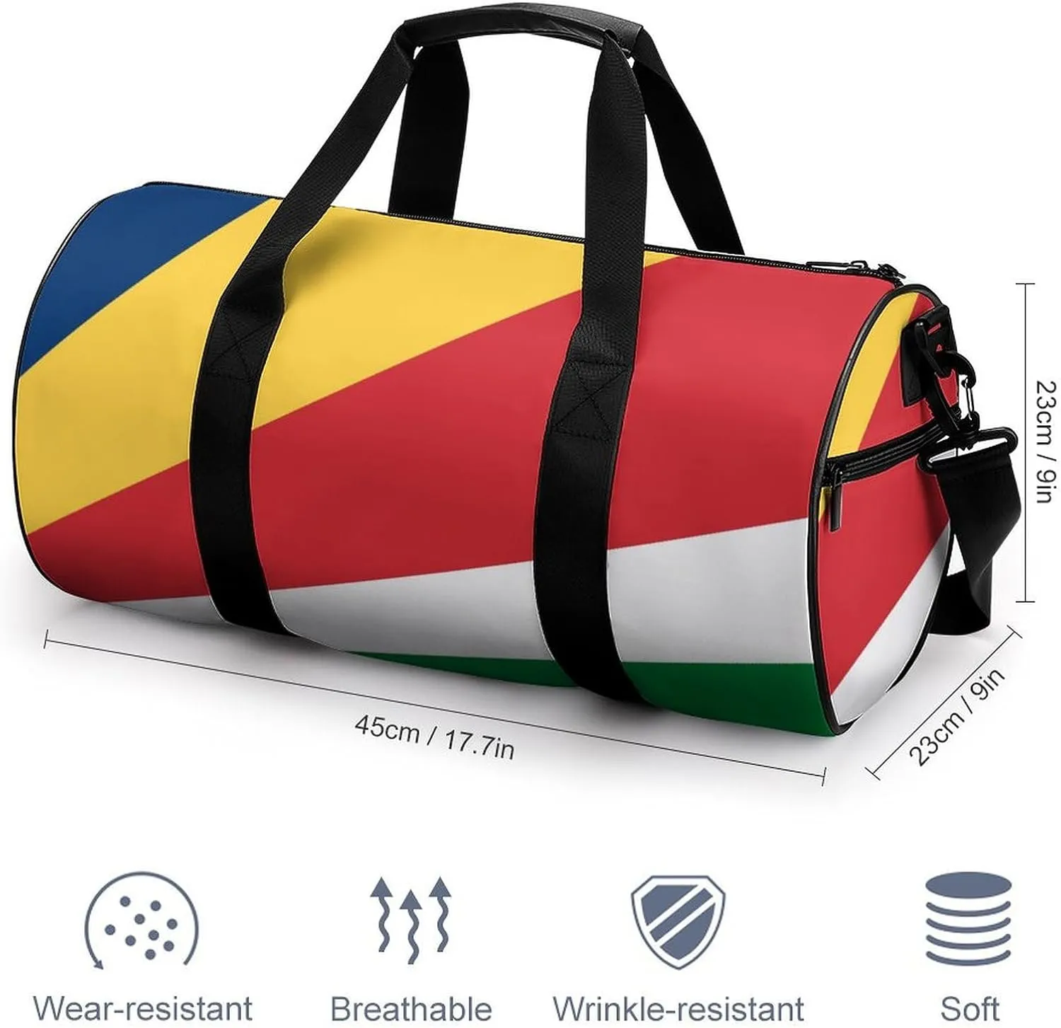Seychelles Flag Gym Bag for Men Women with Dry Wet Separation Sports Travel Duffel