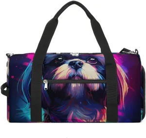 Shih Tzu Dog Sports Gym Bag for Men Women Travel Duffel Bag with Shoulder Strap