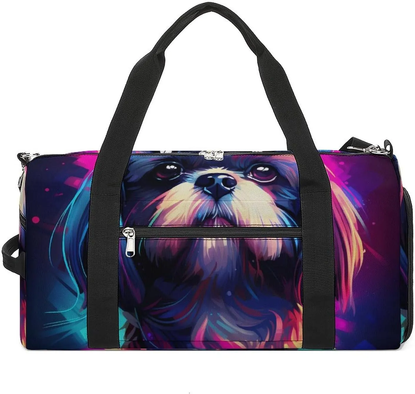 Shih Tzu Dog Sports Gym Bag for Men Women Travel Duffel Bag with Shoulder Strap