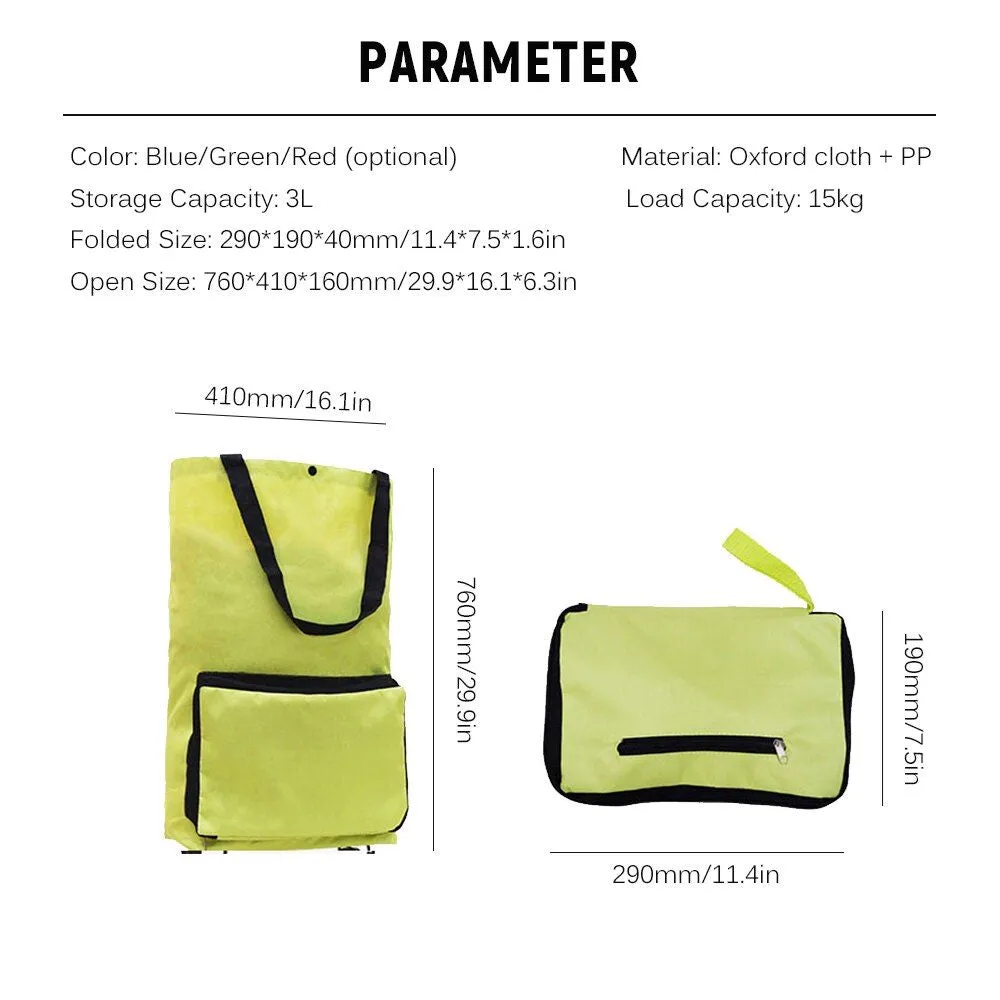Shopping trolley bag portable foldable tote bag wheeled grocery bag