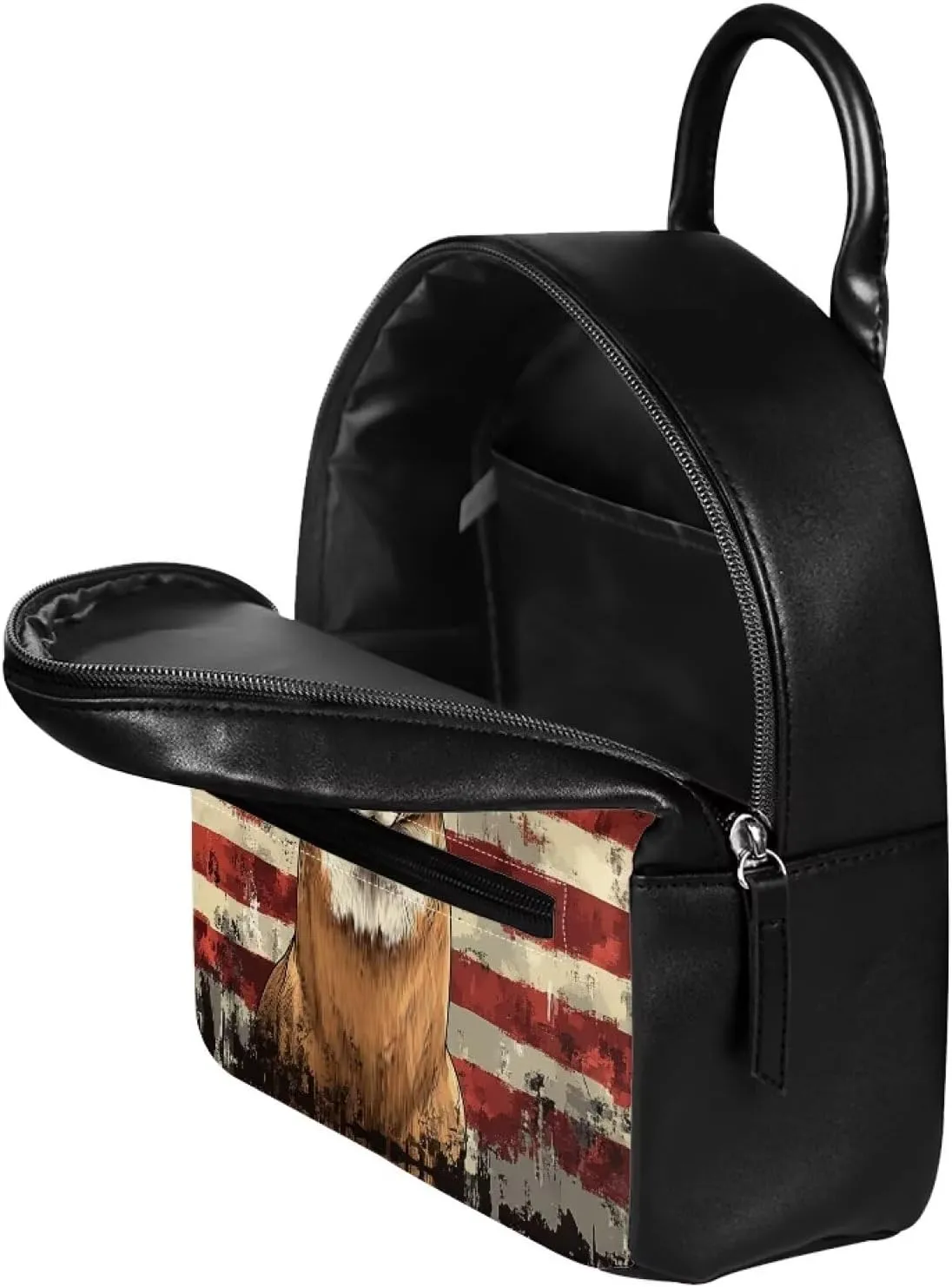 Showudesigns American Flag Deer Purse for Women Backpack Purses Leather Mini Handbag for Teen Girls Travel Shoulder Bags Patriotic Casual Daypack with Zipper Back Pack