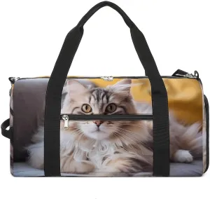 Siberian Forest Cat Sports Gym Bag for Men Women Travel Duffel Bag with Shoulder Strap