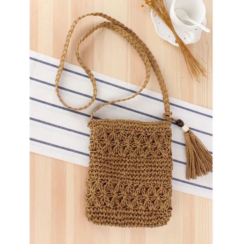 Simple Hollow Tassel Straw Hand-woven Summer Bags