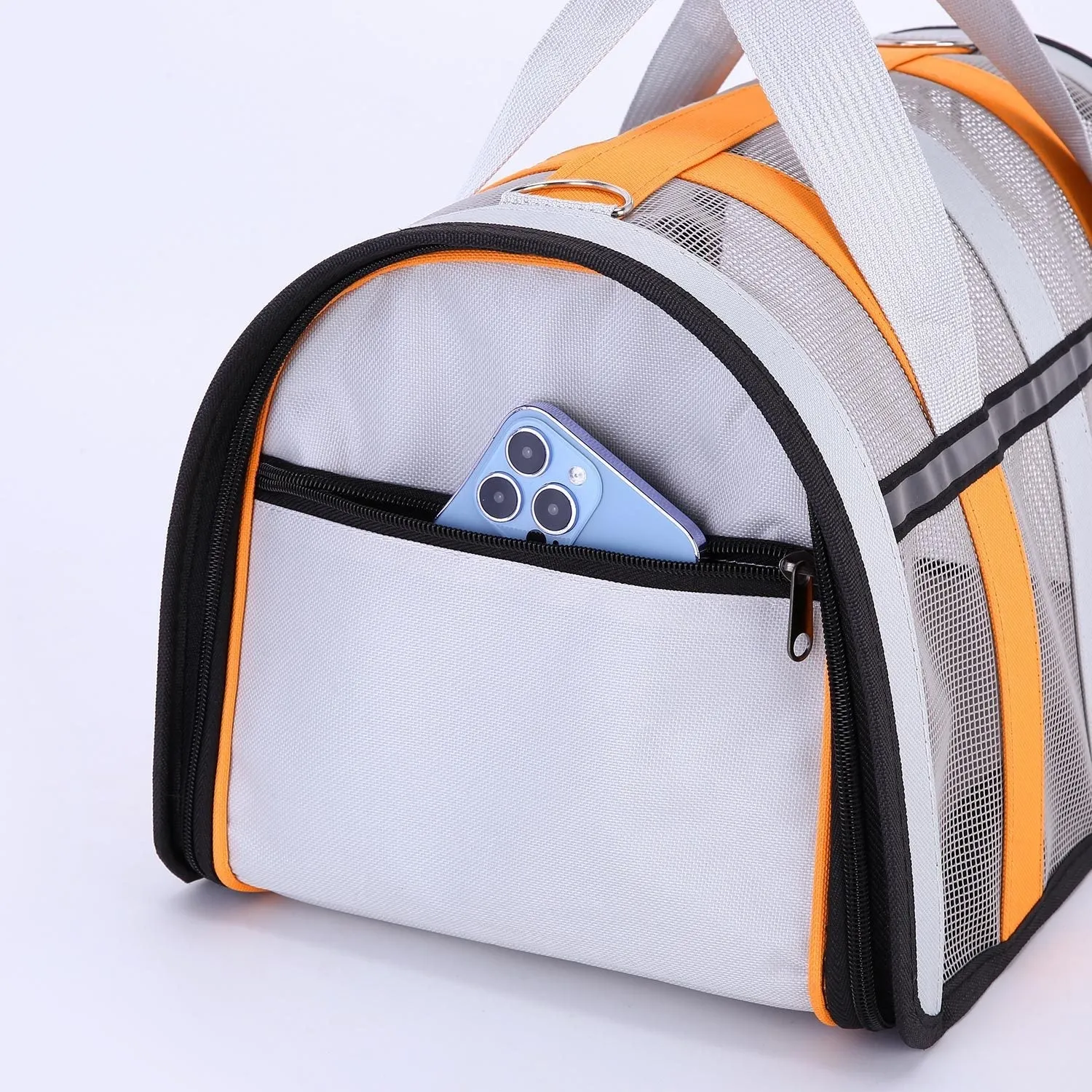 Size L Black And Blue Foldable Pet Carrier Bag - Lightweight, Breathable, and Spacious for All Seasons