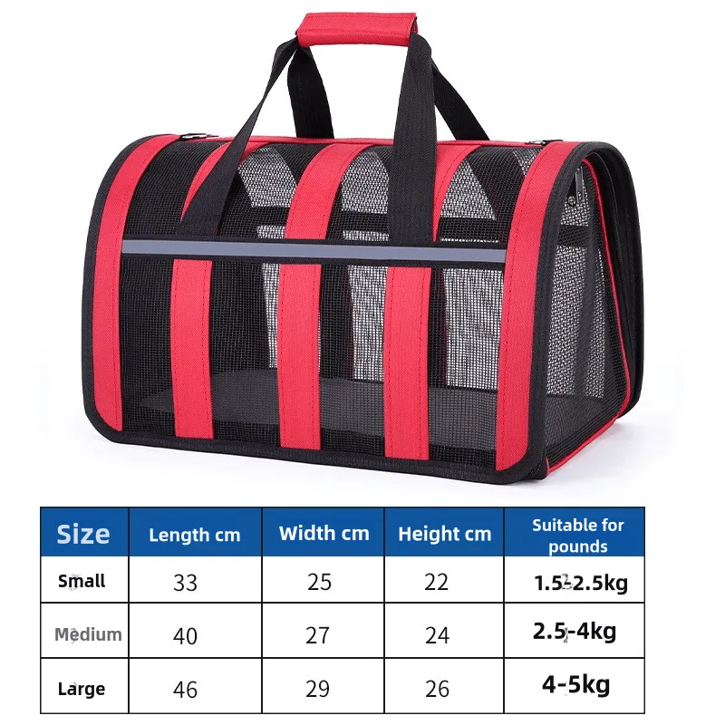Size L Black And Blue Foldable Pet Carrier Bag - Lightweight, Breathable, and Spacious for All Seasons