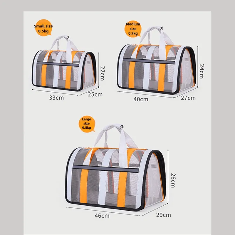 Size L Pink And White Foldable Pet Carrier Bag - Lightweight, Breathable, and Spacious for All Seasons