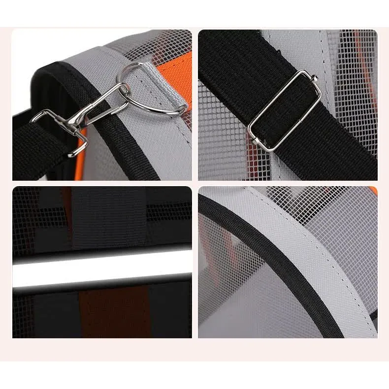 Size M Black and Red Foldable Pet Carrier Bag - Lightweight, Breathable, and Spacious for All Seasons