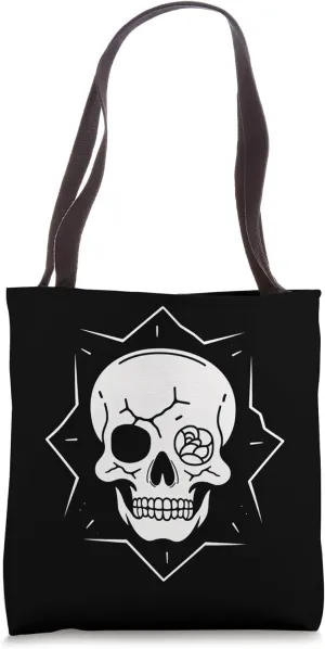 Skull with a rose eye Tote Bag