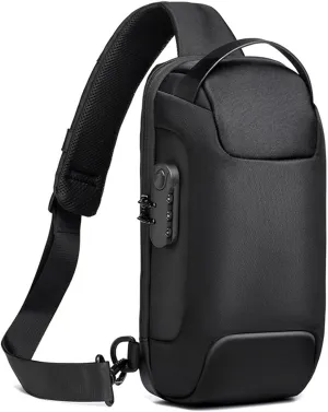 Sling Backpack USB Anti-Theft Waterproof Chest Daypack Casual Shoulder Bag (Black)