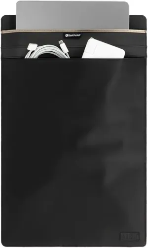 SLNT Weatherproof Nylon Faraday Bag with Silent Pocket Technology - Signal Blocking Device Vertical Sleeve for 13 inch & 15 inch Laptops and Tablets - Provides Instant Protection (Black Nylon, 15 in)