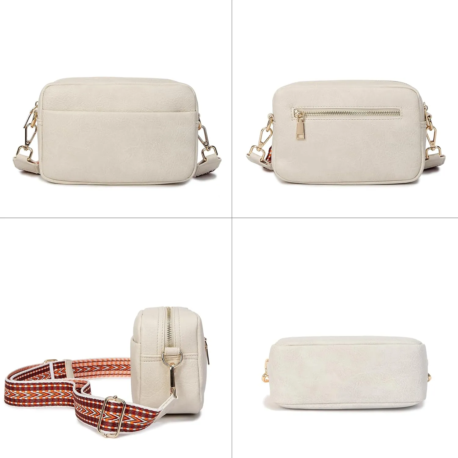 Small Crossbody Bag with Wide Guitar Strap Camera Purse Shoulder Handbag Satchel