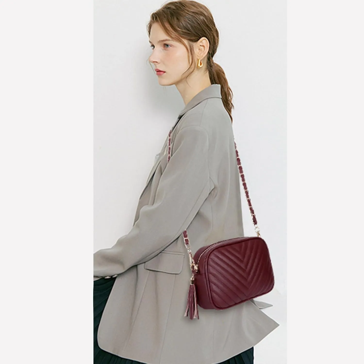 Small Crossbody Purses for Women Quilted Crossbody Shoulder Handbags Trendy Clutch Purse Camera Bag