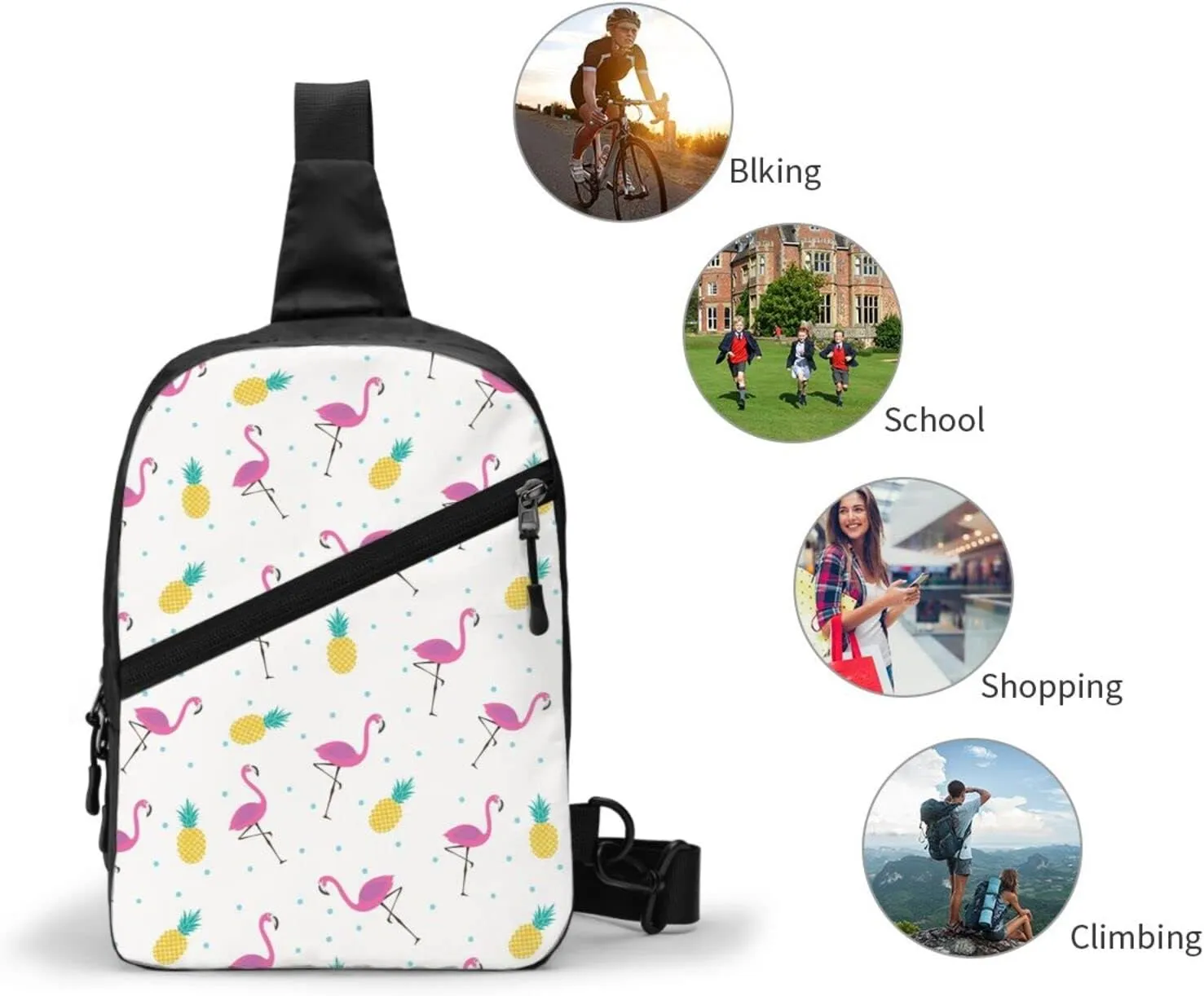 Small Crossbody Sling Backpack Anti Theft Backpack For Traveling Chest Flamingo And Pineapple Shoulder Bag For Men Women