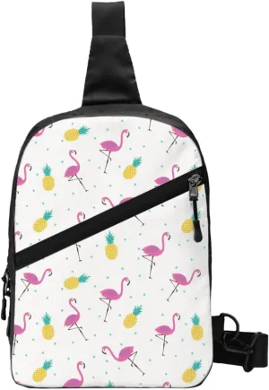 Small Crossbody Sling Backpack Anti Theft Backpack For Traveling Chest Flamingo And Pineapple Shoulder Bag For Men Women