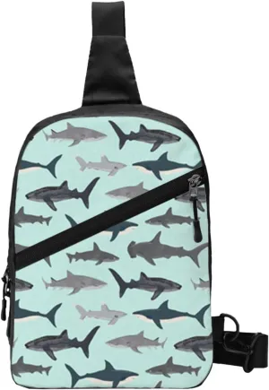 Small Crossbody Sling Backpack Anti Theft Backpack For Traveling Chest Shark Shoulder Bag For Men Women