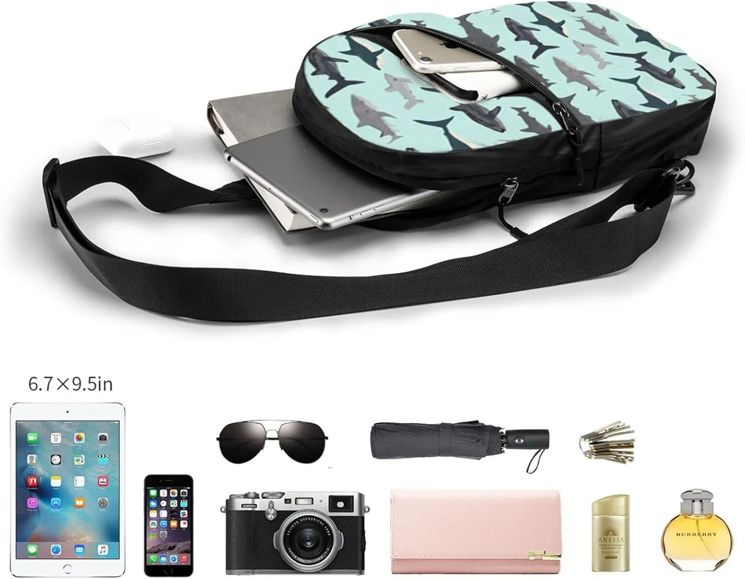 Small Crossbody Sling Backpack Anti Theft Backpack For Traveling Chest Shark Shoulder Bag For Men Women