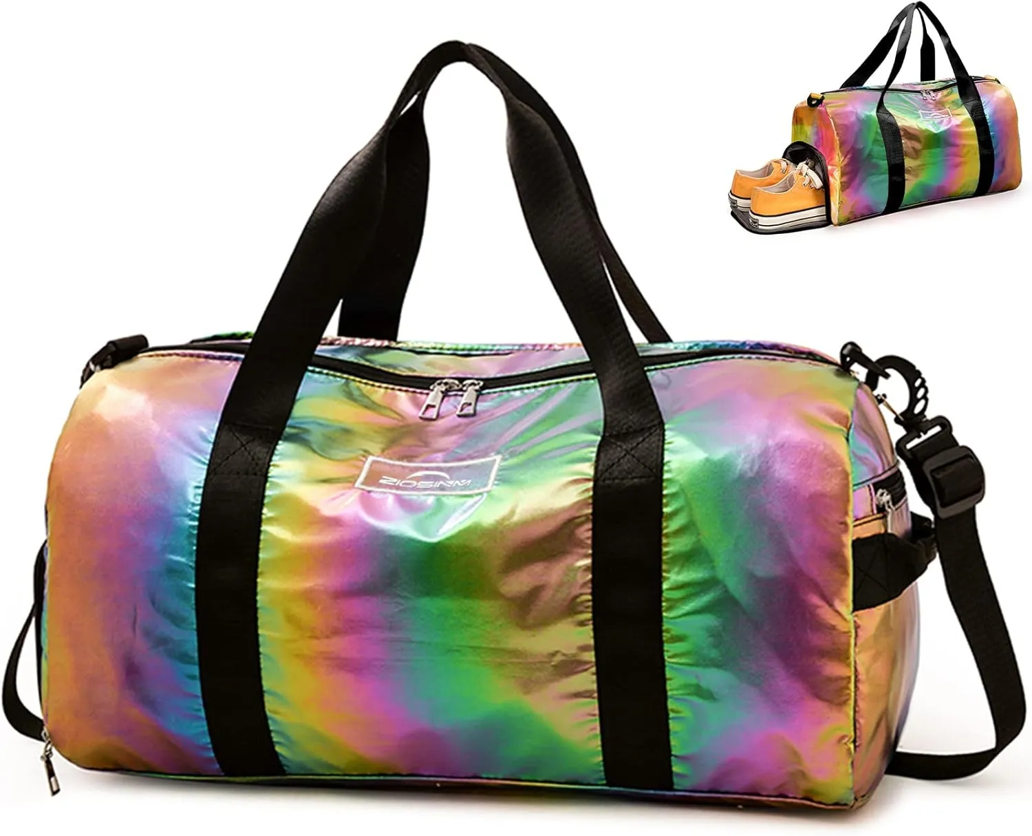 Small Gym Bag for Women with Shoes Compartment and Wet Pocket, Duffle Bag for Travel, Gifts for Daughter (Rainbow)
