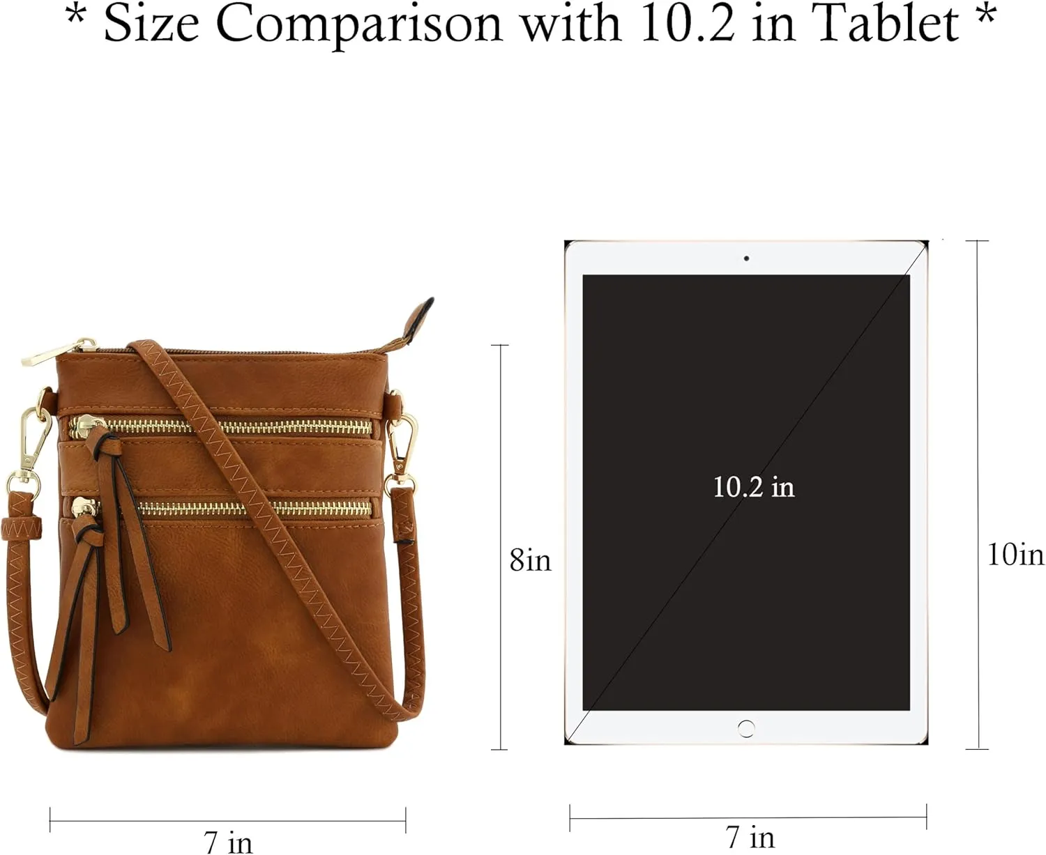 Small Lightweight Shoulder Bag for Women, Mini Multi Zipper Pocket Crossbody Handbag with Adjustable strap