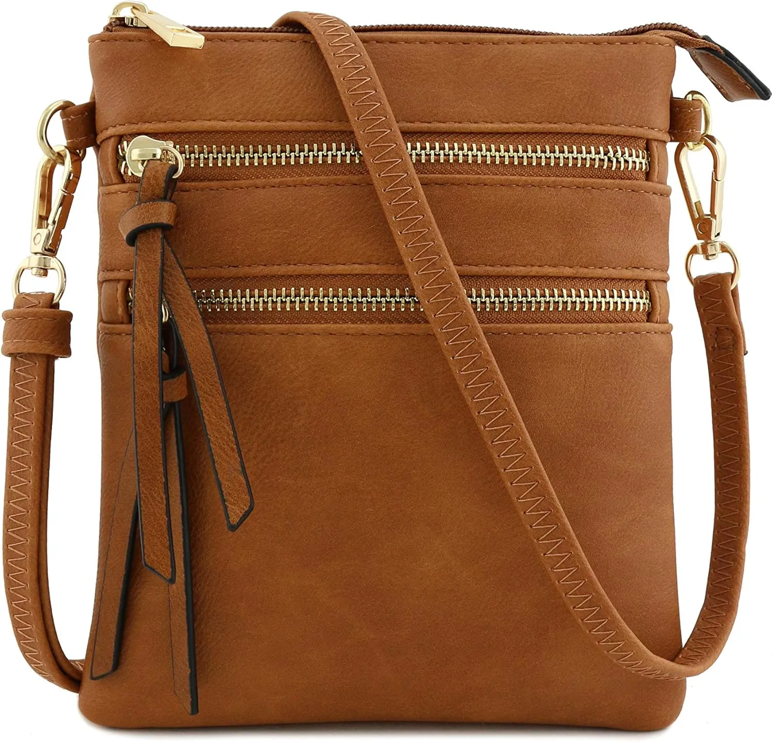 Small Lightweight Shoulder Bag for Women, Mini Multi Zipper Pocket Crossbody Handbag with Adjustable strap