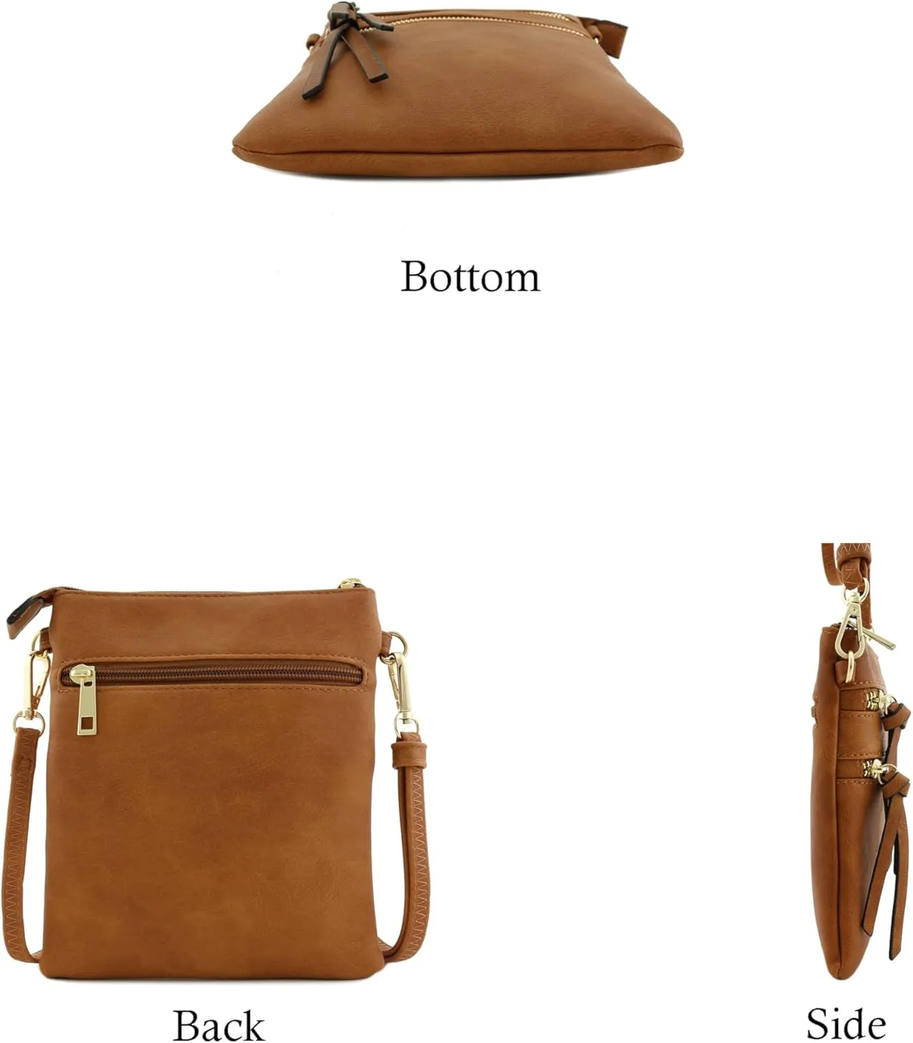 Small Lightweight Shoulder Bag for Women, Mini Multi Zipper Pocket Crossbody Handbag with Adjustable strap