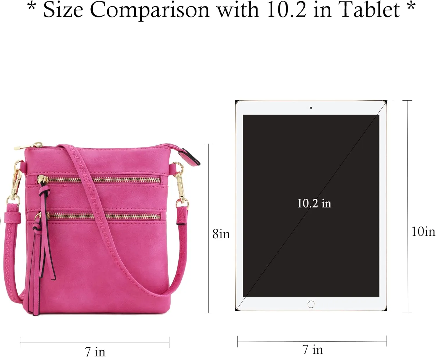 Small Lightweight Shoulder Bag for Women, Mini Multi Zipper Pocket Crossbody Handbag with Adjustable strap